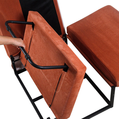 Canapé-lit convertible simple en velours côtelé marron moderne 36,61 po avec dossier inclinable pour salon