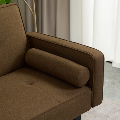 Canapé-lit futon 3 places convertible marron moderne 71,65 avec pieds en bois massif et oreillers pour le salon