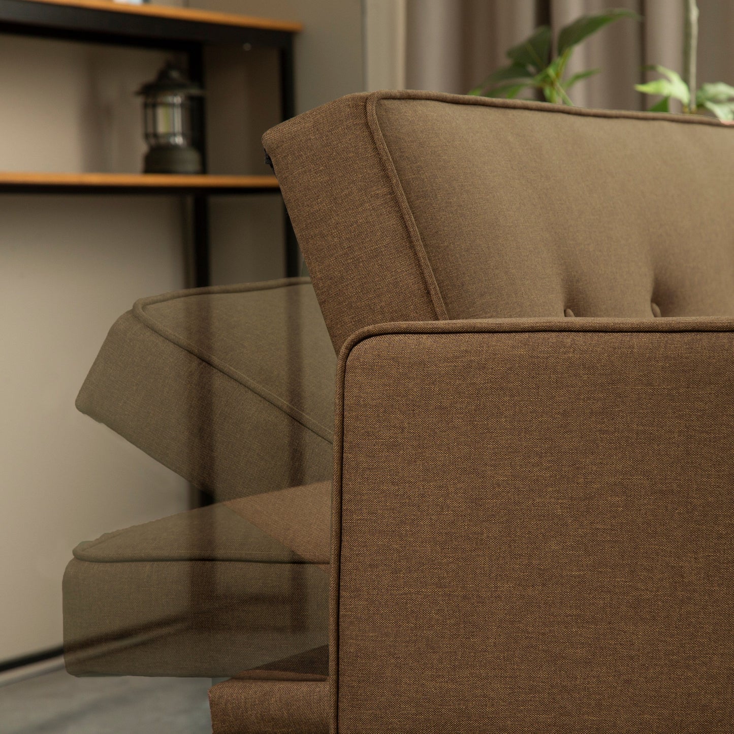 Canapé-lit futon 3 places convertible marron moderne 71,65 avec pieds en bois massif et oreillers pour le salon