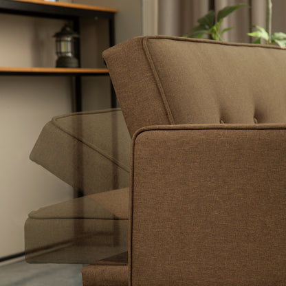 Canapé-lit futon 3 places convertible marron moderne 71,65 avec pieds en bois massif et oreillers pour le salon
