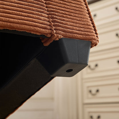 Canapé 3 places en velours côtelé marron moderne 87,4 avec porte-gobelet et sacs de rangement pour le salon