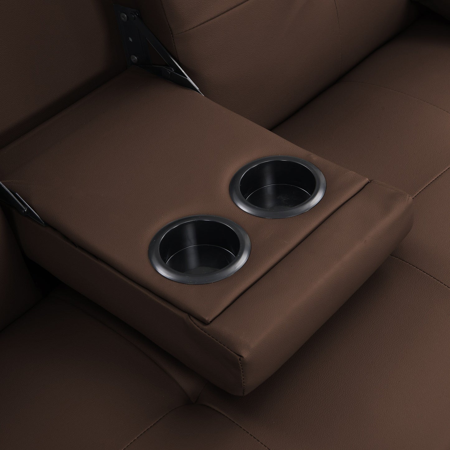 Canapé-lit causeuse en PVC marron avec cadre en bois