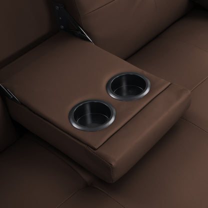 Canapé-lit causeuse en PVC marron avec cadre en bois