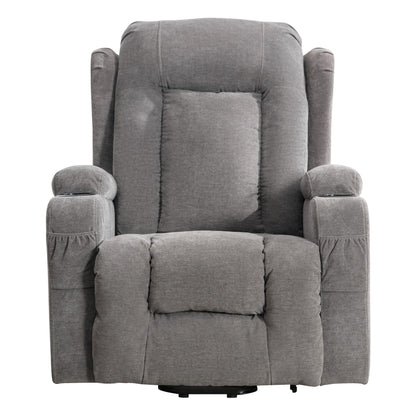 Fauteuil inclinable électrique marron avec chauffage, massage, port USB et poche latérale pour personnes âgées, inclinable et réglable pour le salon