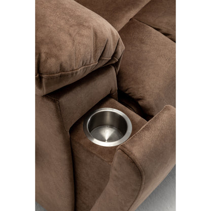 Fauteuil inclinable électrique marron avec massage et chauffage, moteur allemand, porte-gobelet en acier inoxydable et montage rapide