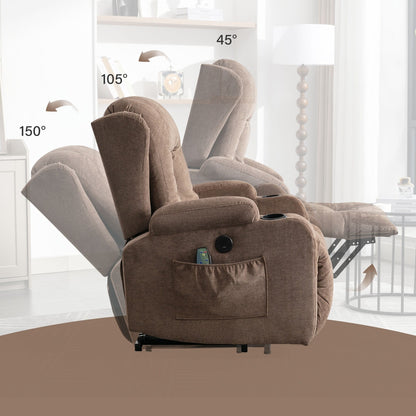 Fauteuil inclinable électrique marron avec chauffage et inclinaison réglable