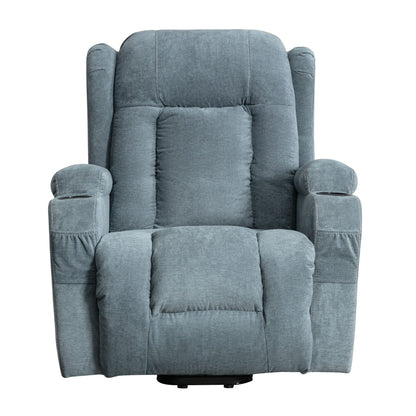 Fauteuil inclinable électrique marron avec chauffage, massage, port USB, poche de rangement latérale et inclinaison réglable pour personnes âgées