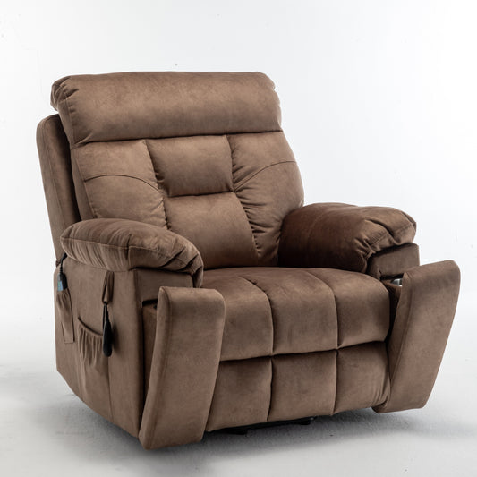 Fauteuil inclinable électrique marron avec massage, chauffage et moteur allemand