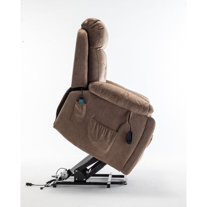 Fauteuil inclinable électrique marron avec massage, chauffage et moteur allemand