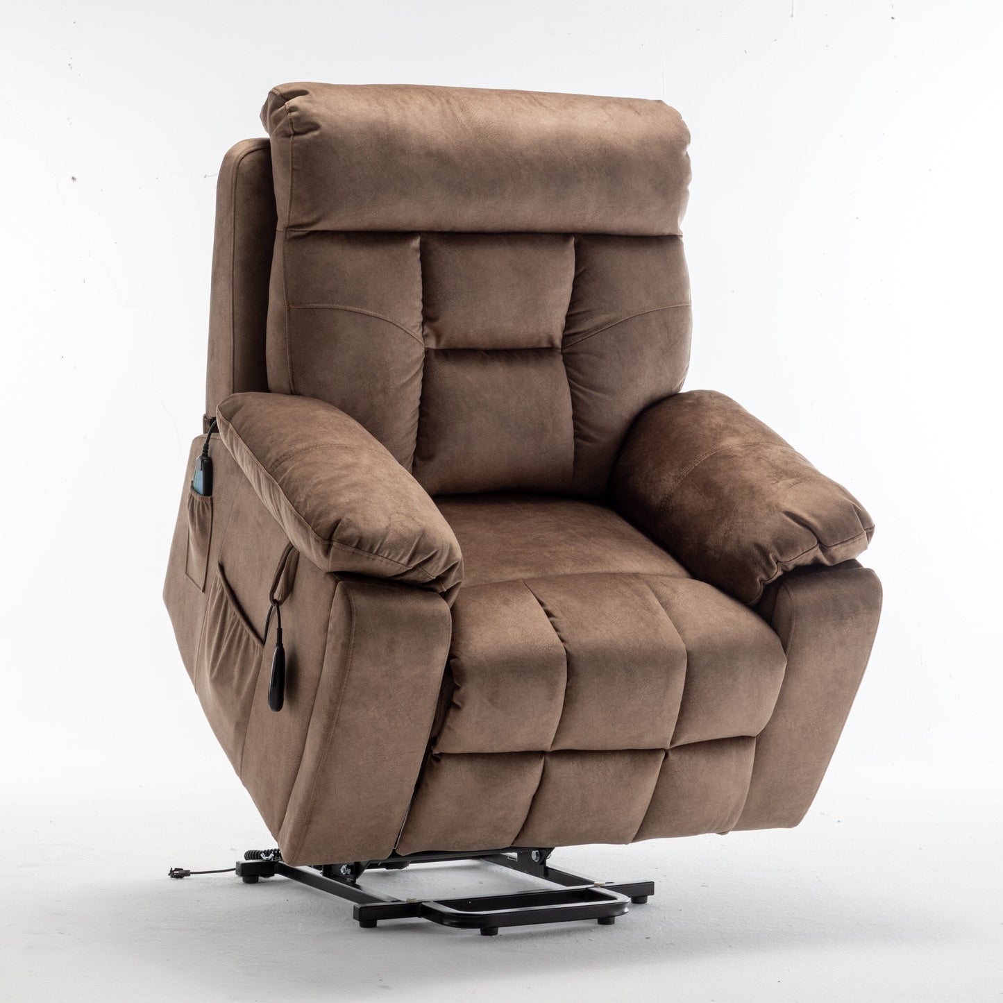 Fauteuil inclinable électrique marron avec massage, chauffage et moteur allemand