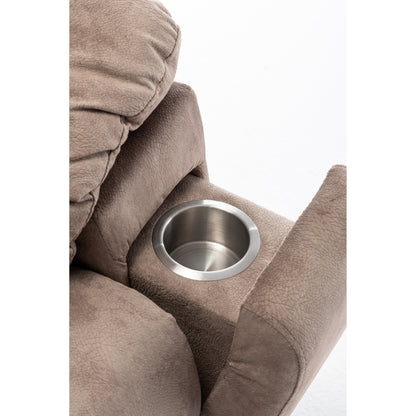 Fauteuil inclinable électrique marron avec massage, chauffage lombaire, moteur allemand silencieux, rembourrage en duvet d'oie et porte-gobelets