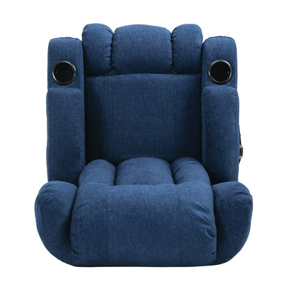 Fauteuil inclinable marron avec inclinaison manuelle, 5 modes de massage, chauffage, deux porte-gobelets, télécommande et rangement latéral