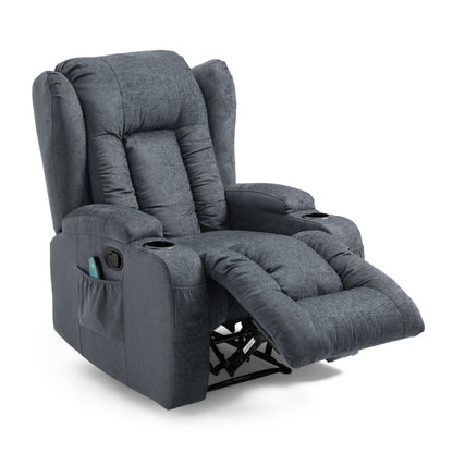 Fauteuil inclinable marron avec massage, chauffage et inclinaison manuelle