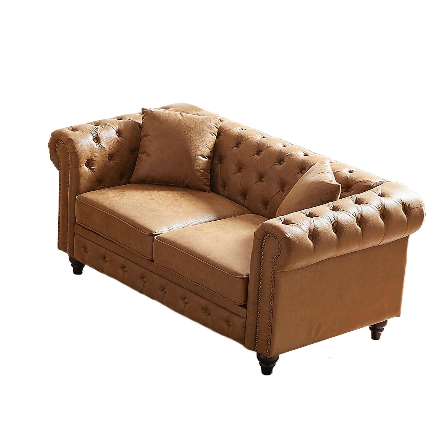 Canapé Chesterfield 3 places en tissu technique marron