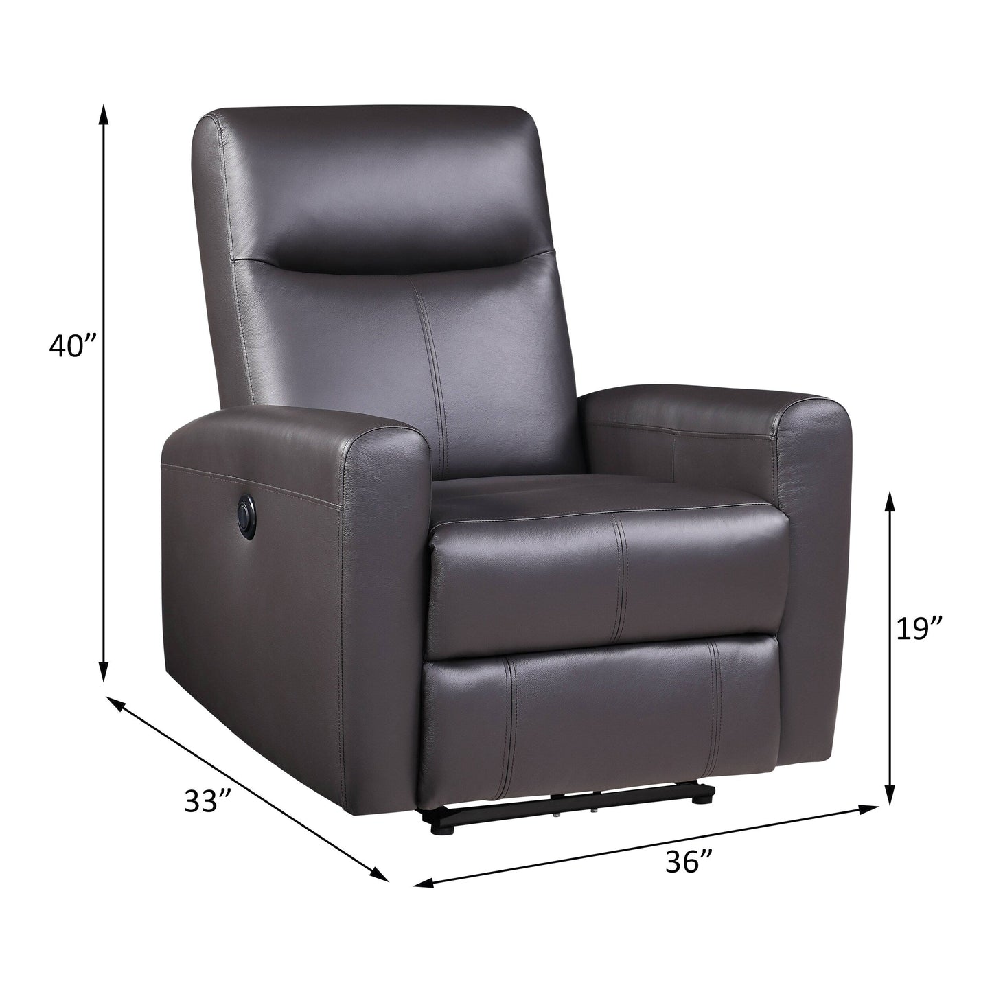 Fauteuil inclinable électrique en cuir pleine fleur marron assorti
