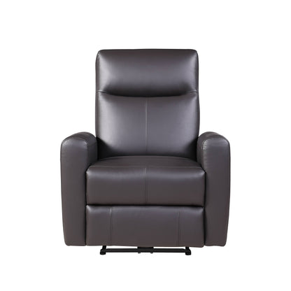 Fauteuil inclinable électrique en cuir pleine fleur marron assorti