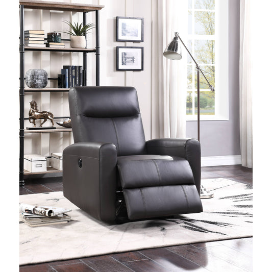 Fauteuil inclinable électrique en cuir pleine fleur marron assorti