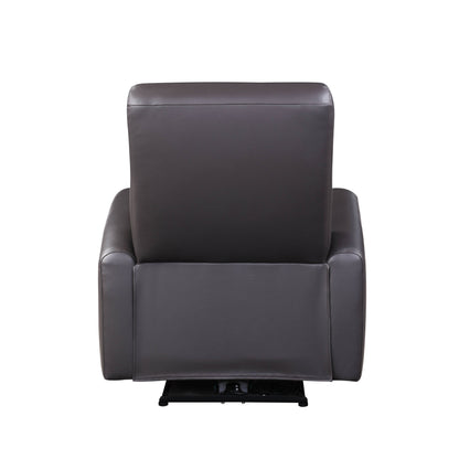 Fauteuil inclinable électrique en cuir pleine fleur marron assorti