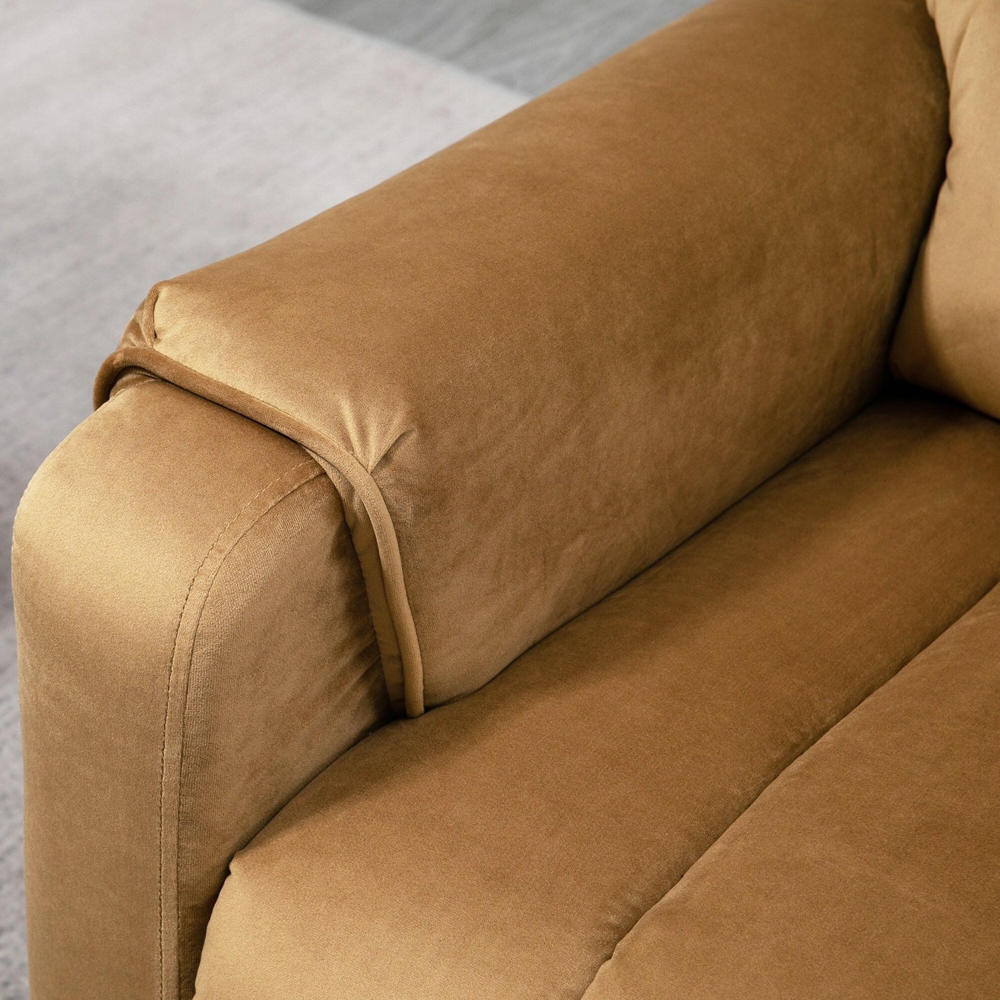 Fauteuil inclinable électrique en velours marron avec massage par vibration, télécommande, poches latérales et cadre en acier robuste