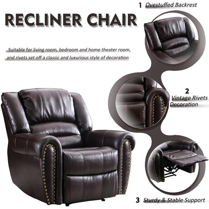 Fauteuil inclinable manuel classique et traditionnel avec accoudoirs et dossier confortables