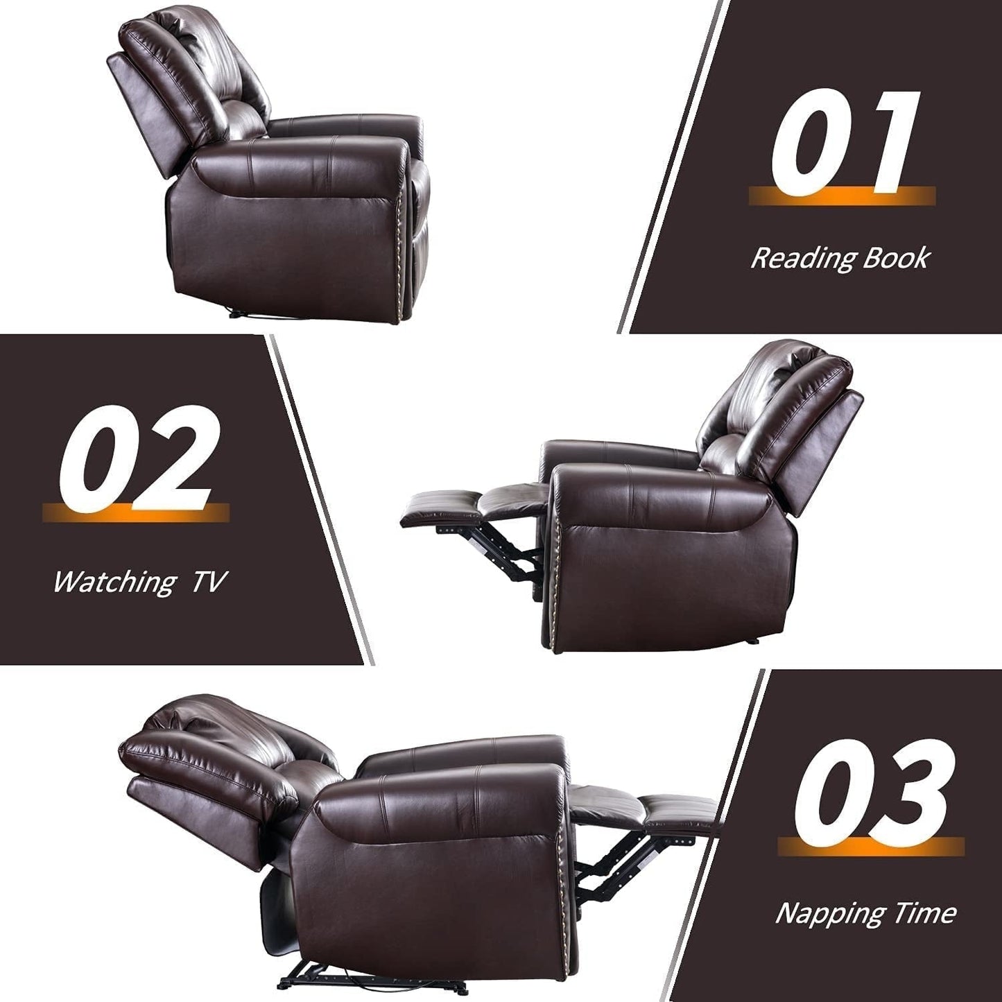 Fauteuil inclinable manuel classique et traditionnel avec accoudoirs et dossier confortables