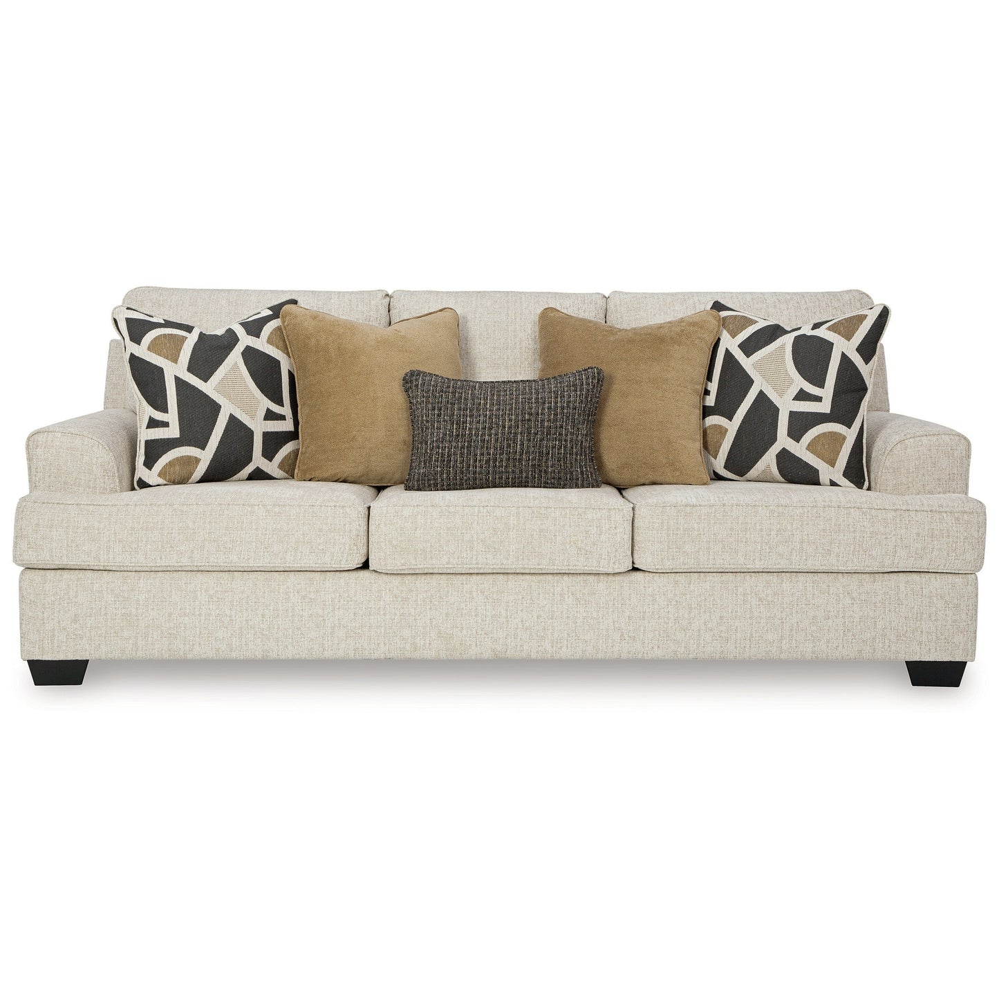 Canapé Burgess, polyester beige quartz, 5 coussins décoratifs, 97 pouces