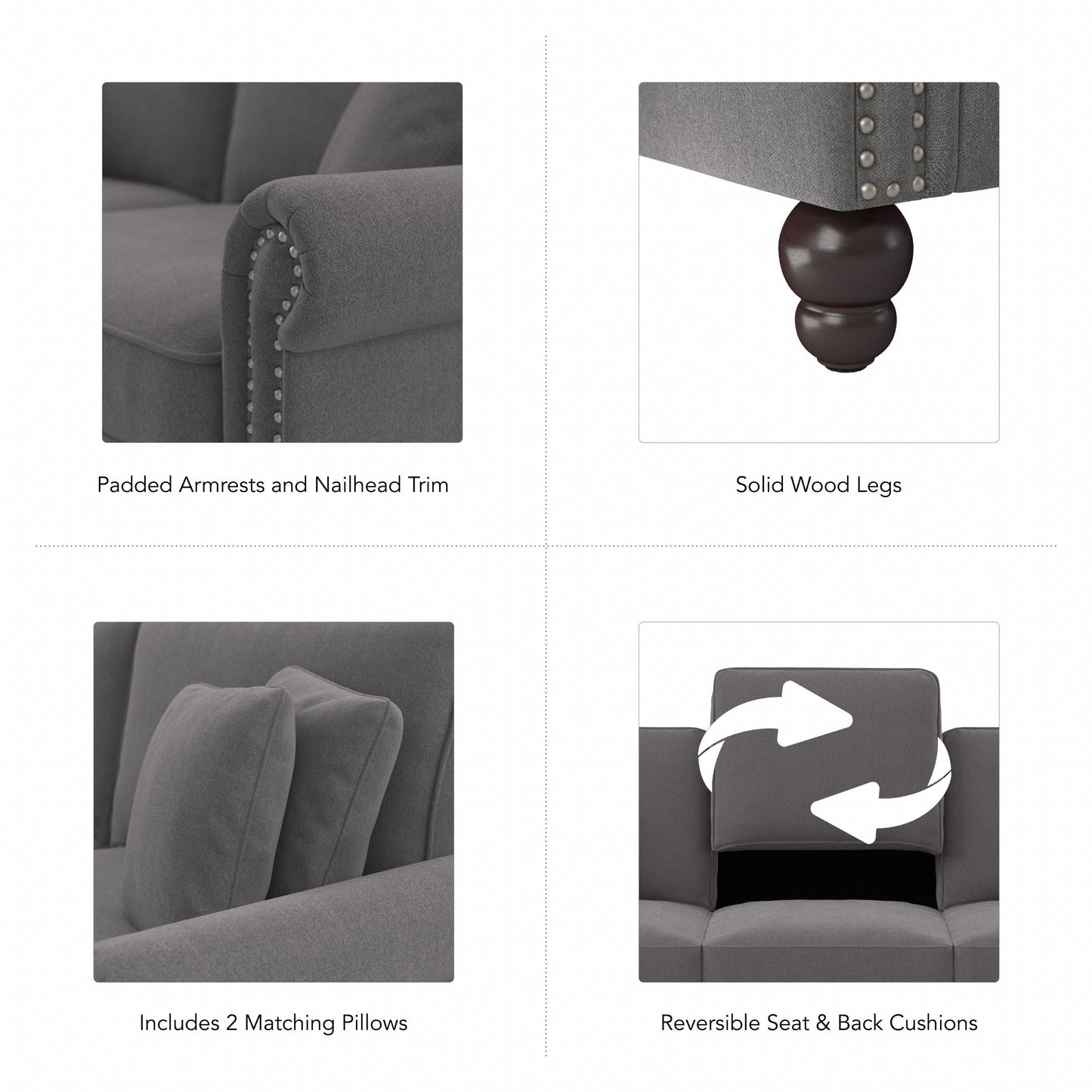 Grand canapé de salon 3 places Bush Furniture Coventry 85W