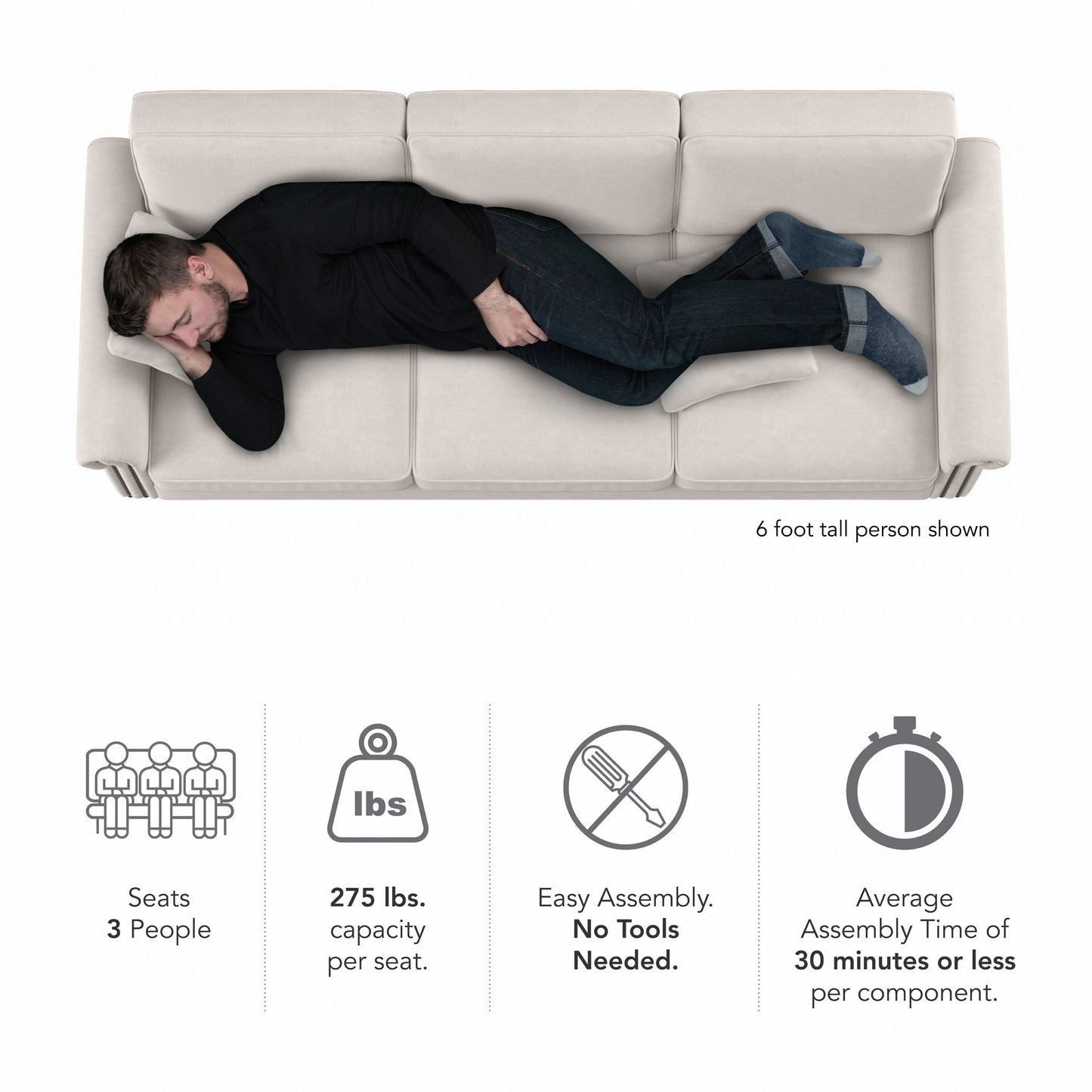 Grand canapé de salon 3 places Bush Furniture Coventry 85W