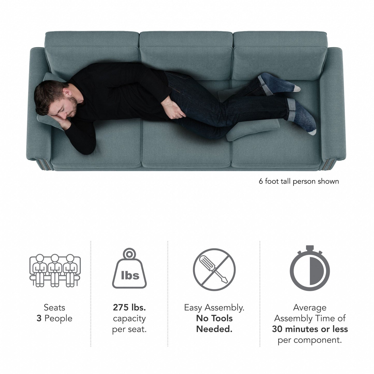 Grand canapé de salon 3 places Bush Furniture Coventry 85W