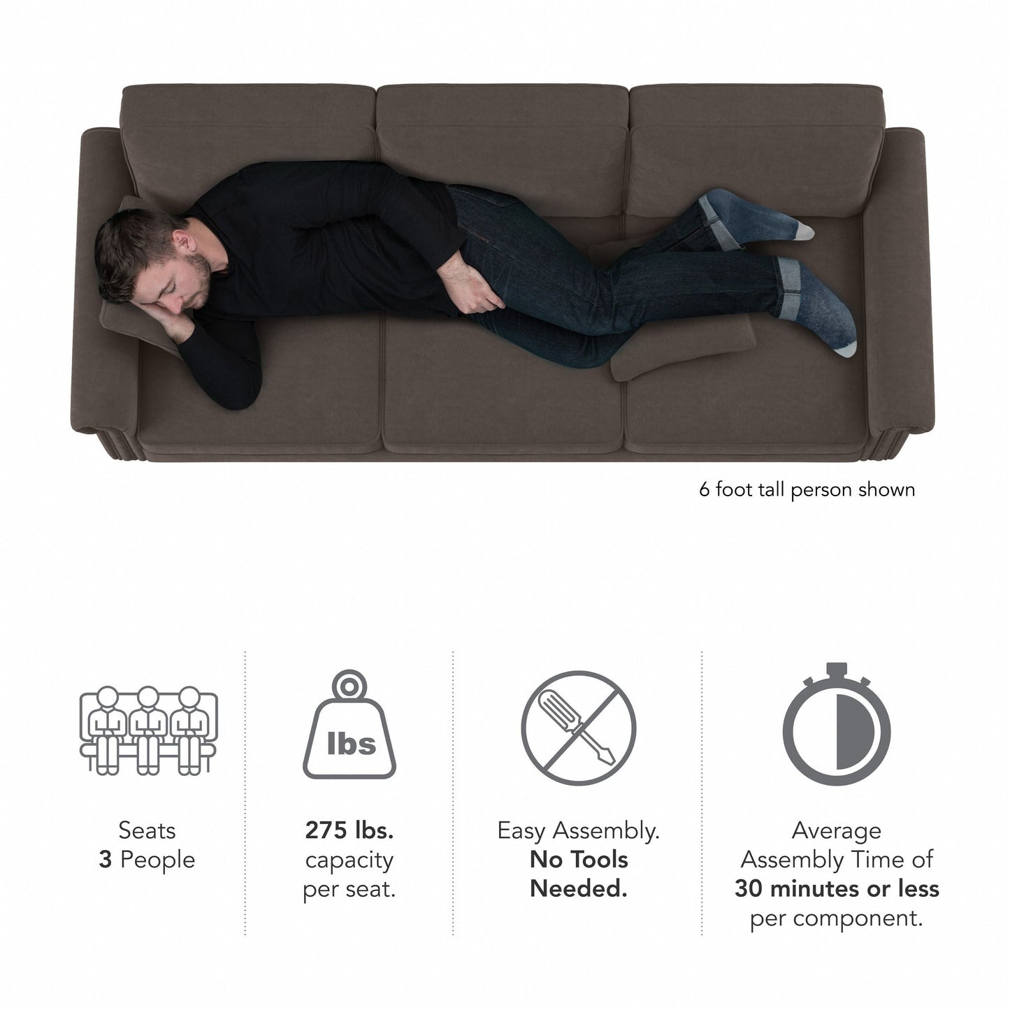 Grand canapé de salon 3 places Bush Furniture Coventry 85W