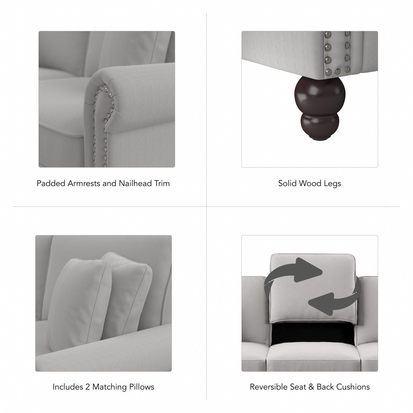 Grand canapé de salon 3 places Bush Furniture Coventry 85W