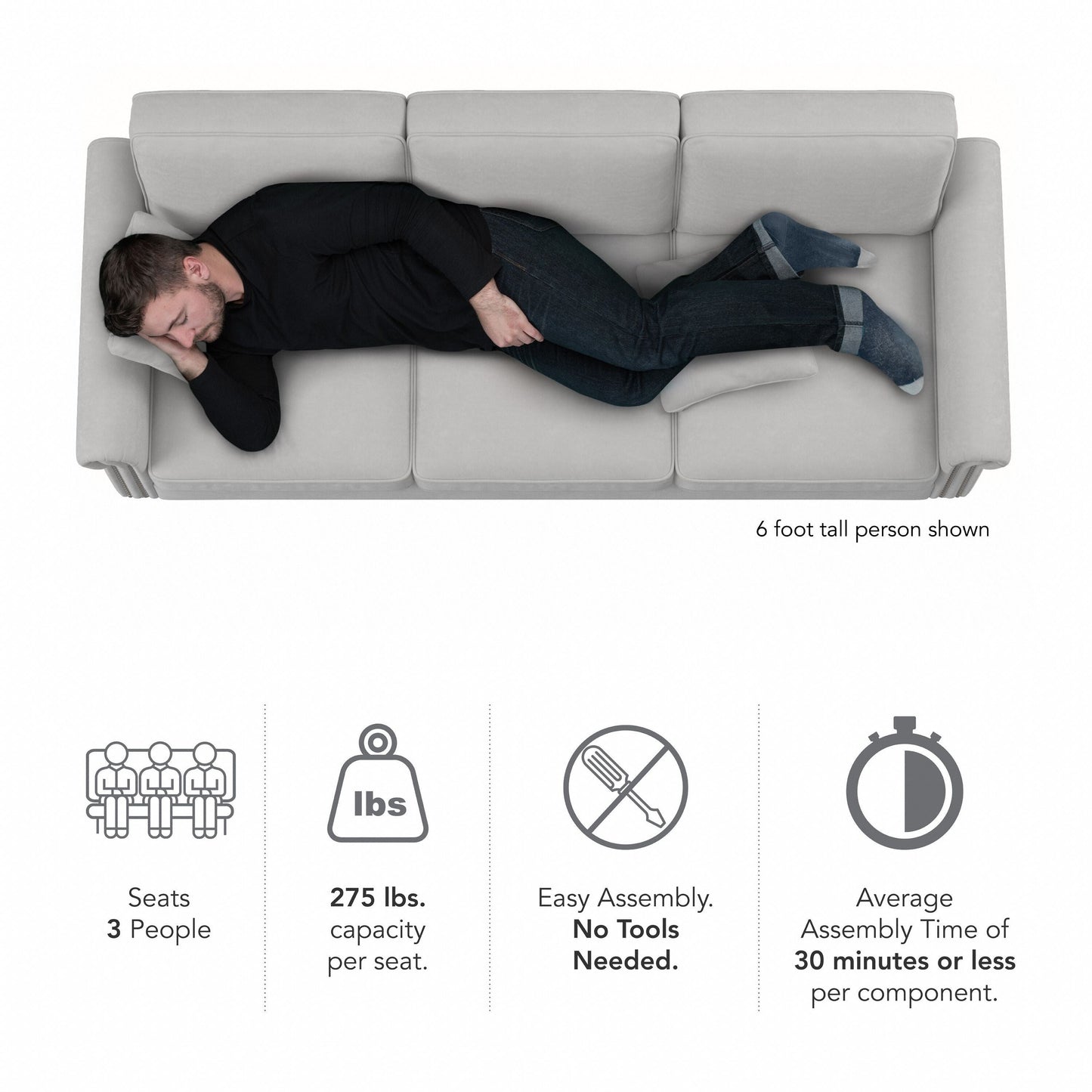 Grand canapé de salon 3 places Bush Furniture Coventry 85W