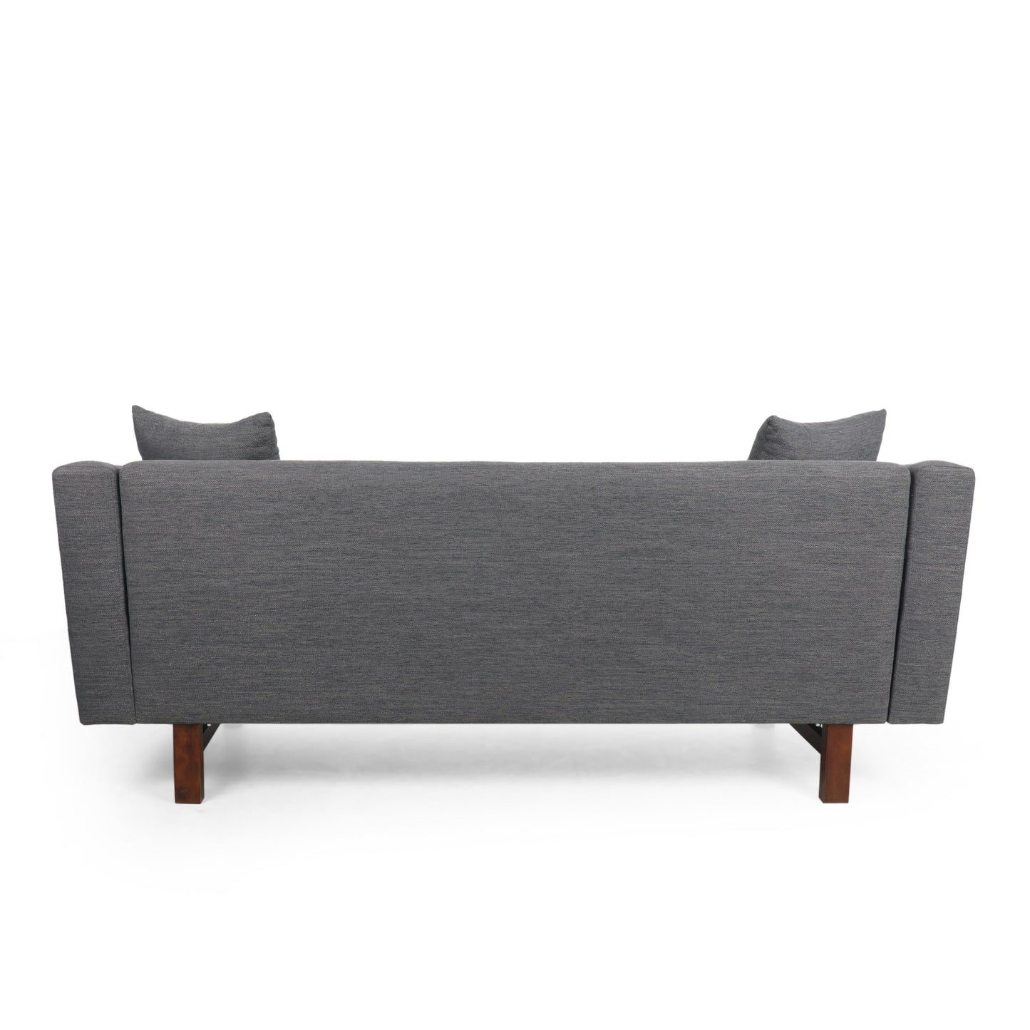 Canapé 3 places capitonné avec pieds en bois et coussins