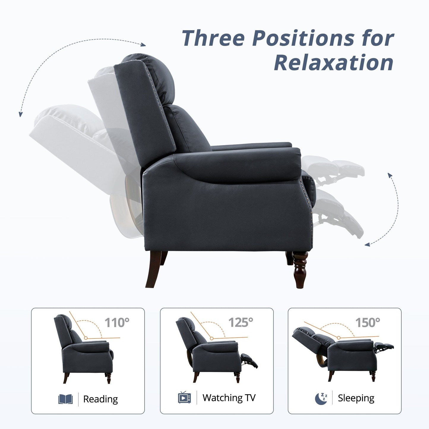 Fauteuil inclinable confortable en cuir véritable, réglable et inclinable, pour salon