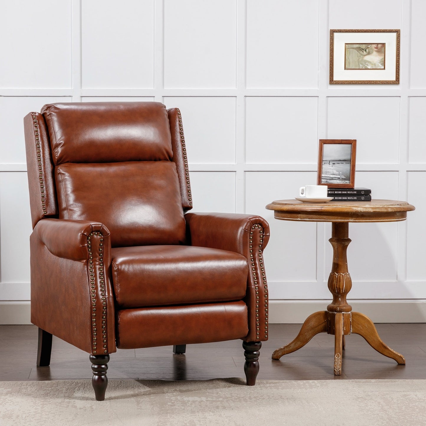 Fauteuil inclinable confortable en cuir véritable, réglable et inclinable, pour salon