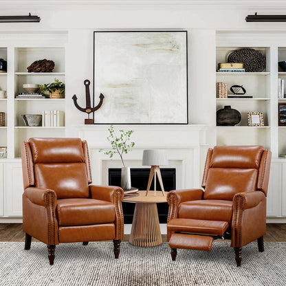 Fauteuil inclinable en cuir véritable de style milieu du siècle, réglable et confortable, lot de 2 fauteuils pour salon
