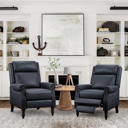 Fauteuil inclinable en cuir véritable de style milieu du siècle, réglable et confortable, lot de 2 fauteuils pour salon