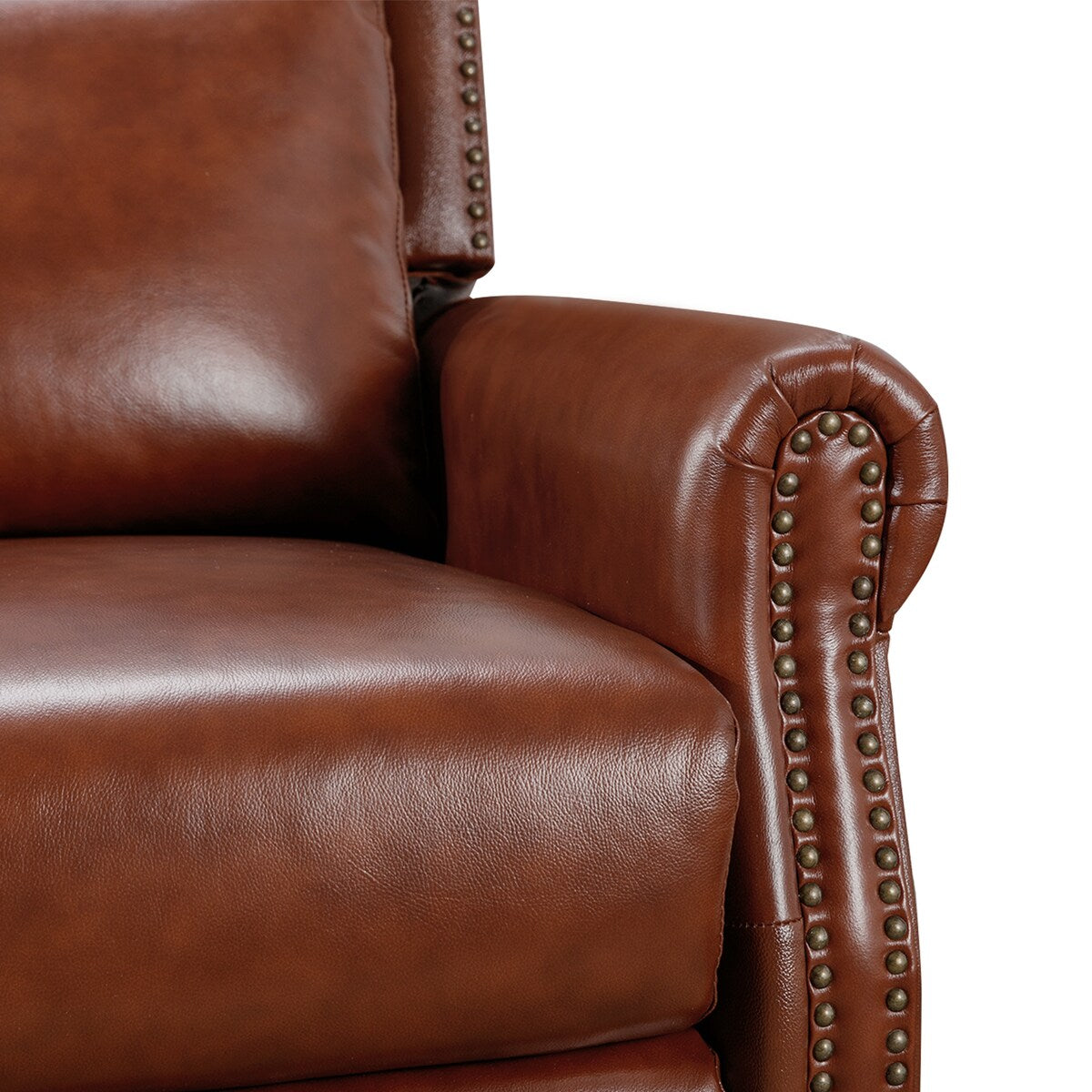 Fauteuil inclinable réglable en cuir véritable avec accoudoirs confortables pour salon