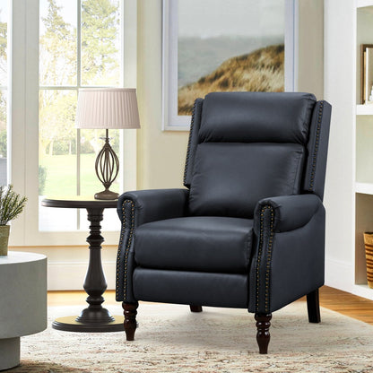 Fauteuil inclinable réglable en cuir véritable avec accoudoirs confortables pour salon