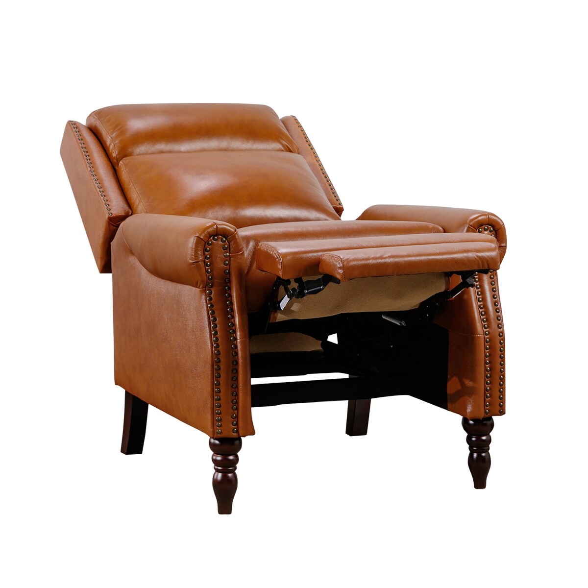 Fauteuils inclinables réglables en cuir véritable du milieu du siècle avec accoudoirs confortables, lot de 2