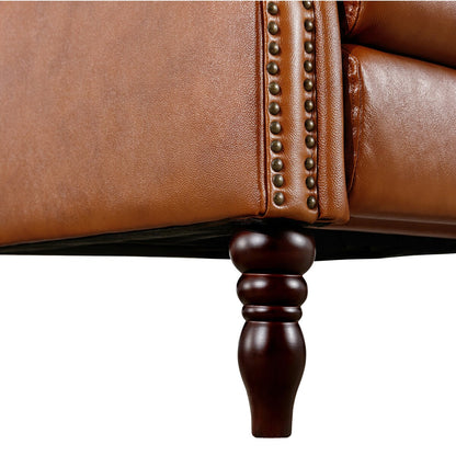 Fauteuils inclinables réglables en cuir véritable du milieu du siècle avec accoudoirs confortables, lot de 2