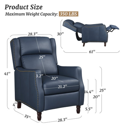 Fauteuil inclinable réglable en cuir véritable moderne COZYMAN avec siège à 3 positions