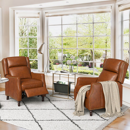 Fauteuil inclinable moderne en cuir véritable COZYMAN, réglable et inclinable avec accoudoirs confortables