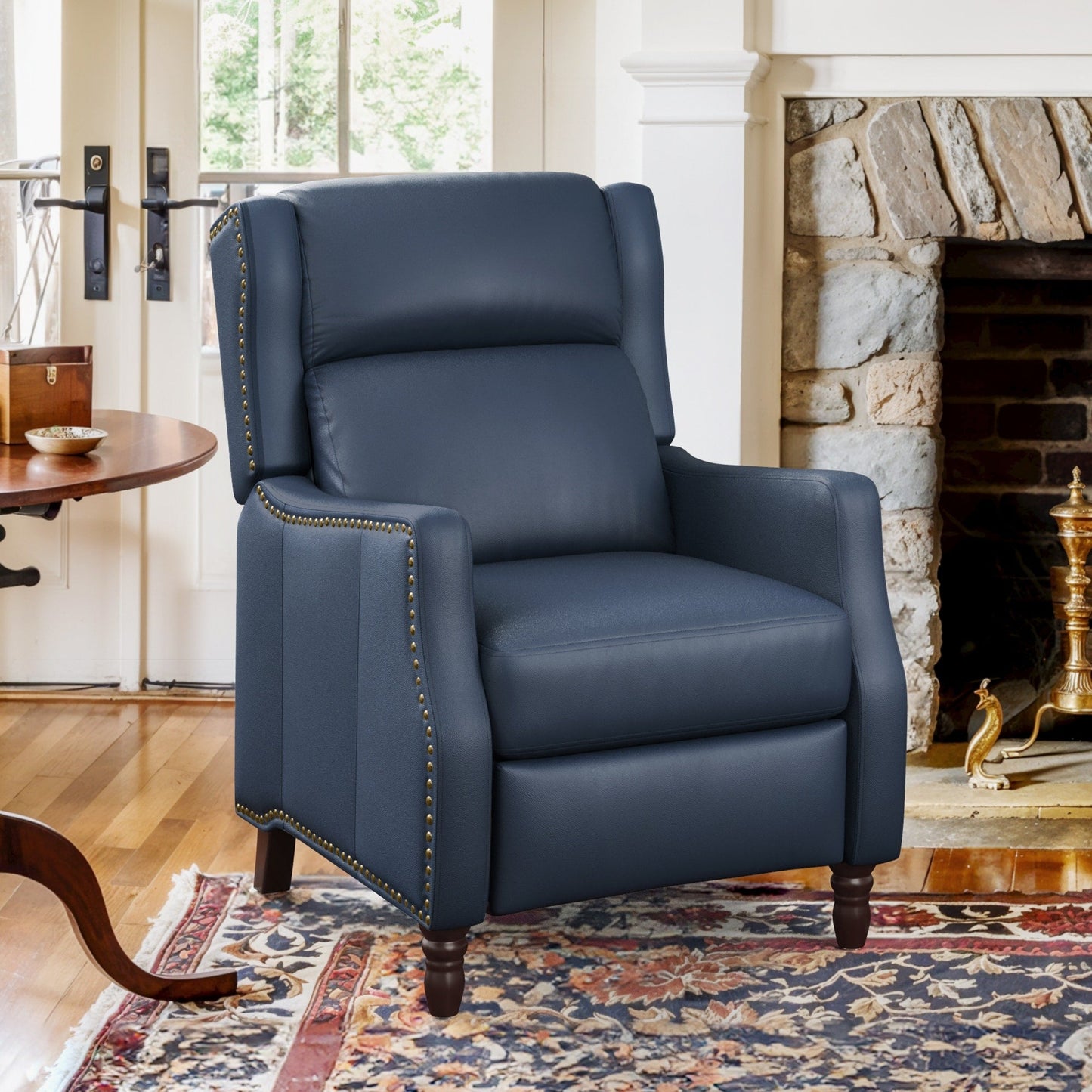 Fauteuil inclinable moderne en cuir véritable COZYMAN, réglable et inclinable avec accoudoirs confortables