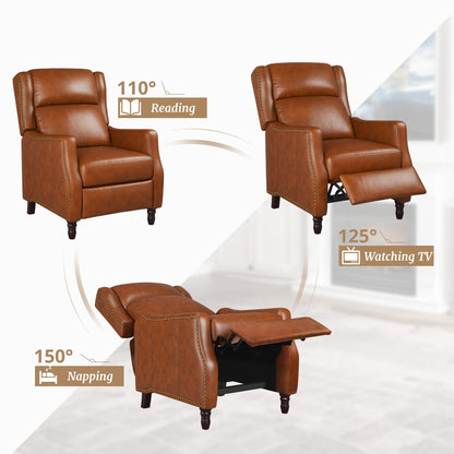 Fauteuil inclinable moderne en cuir véritable COZYMAN, réglable et inclinable avec accoudoirs confortables
