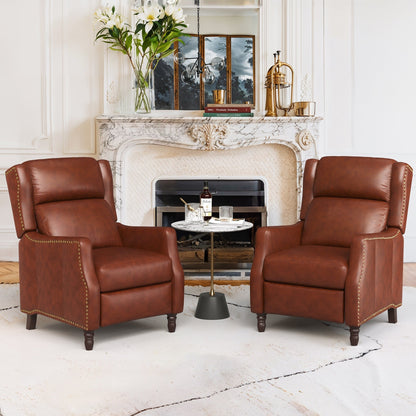 Fauteuils inclinables modernes en cuir véritable COZYMAN, fauteuils inclinables réglables avec accoudoirs confortables, lot de 2