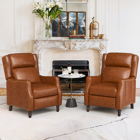 Fauteuils inclinables modernes en cuir véritable COZYMAN, fauteuils inclinables réglables avec accoudoirs confortables, lot de 2
