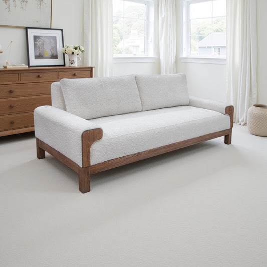 Canapé Caisy, polyester ivoire, coussins en mousse, structure en pin massif, 93 pouces