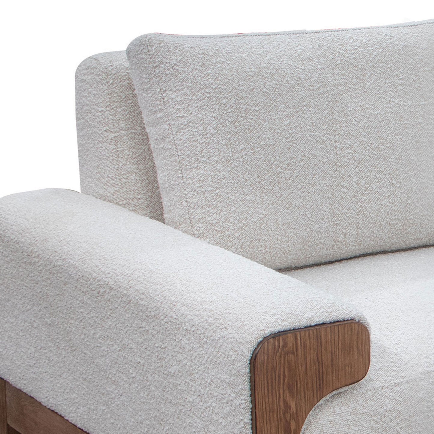 Canapé Caisy, polyester ivoire, coussins en mousse, structure en pin massif, 93 pouces