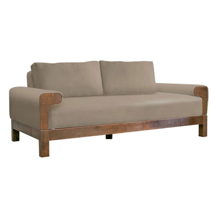 Canapé Caisy, polyester marron clair, coussins en mousse, structure en bois massif, 93 pouces